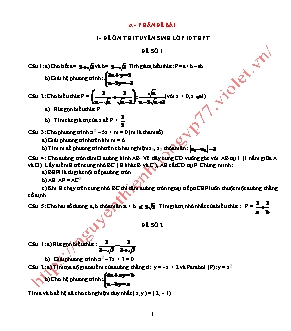 40 Đề ôn thi tuyển sinh vào Lớp 10 THPT môn Toán - Nguyễn Thiên Hương (Có đáp án)